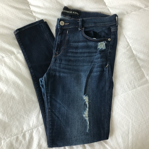 Express Denim - Express Blue Ripped Skinny Jeans